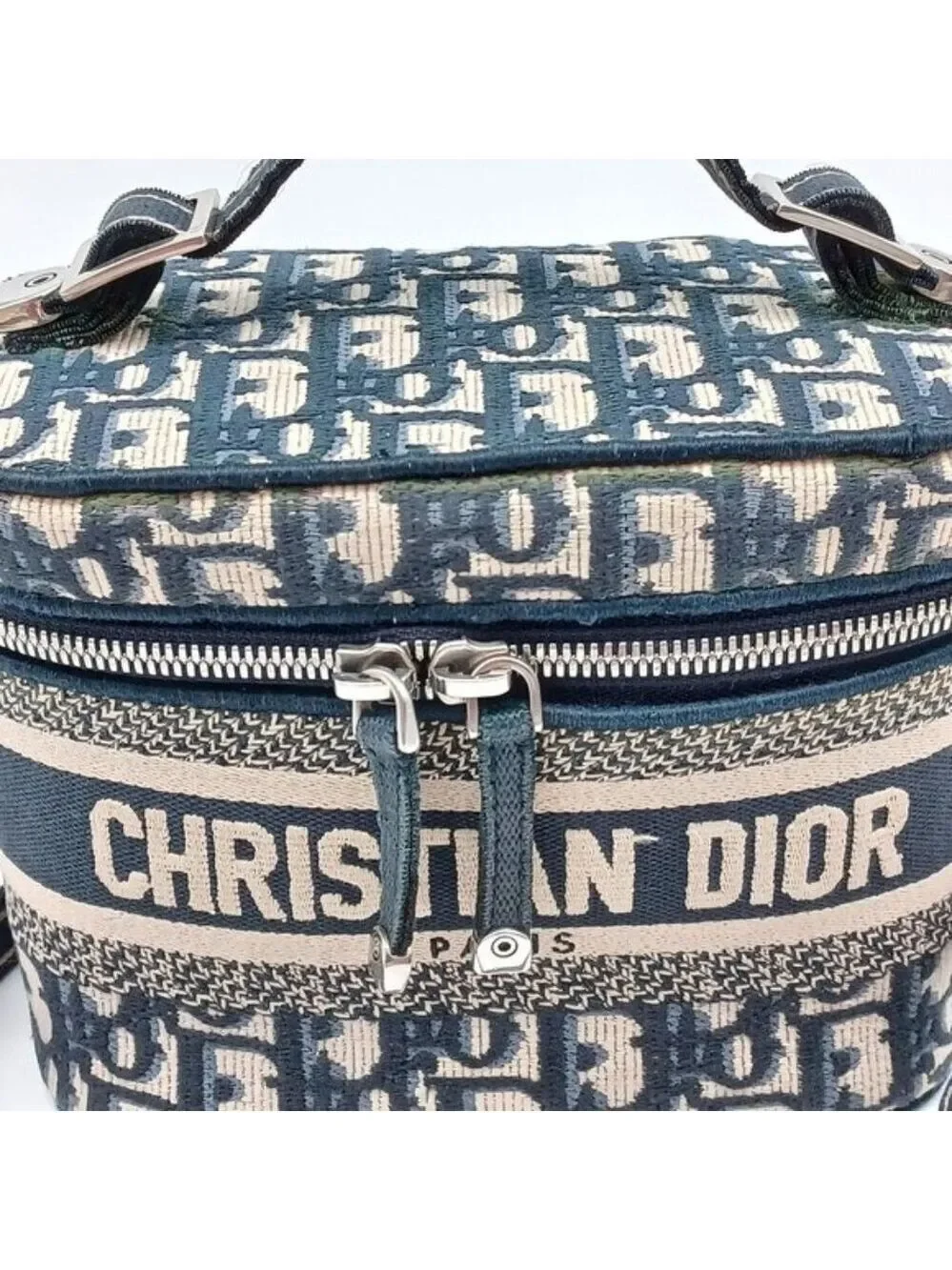 Authentic Dior Oblique Vanity Case Bag Canvas Christian Dior Paris Crossbody